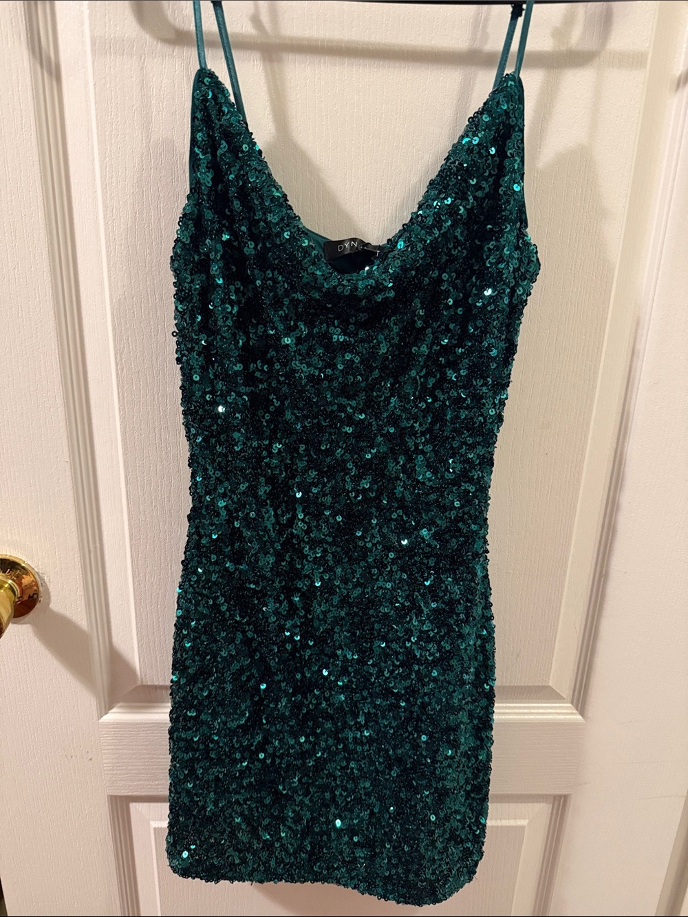 Dynamite Green Sequin Cowl Mini Dress
